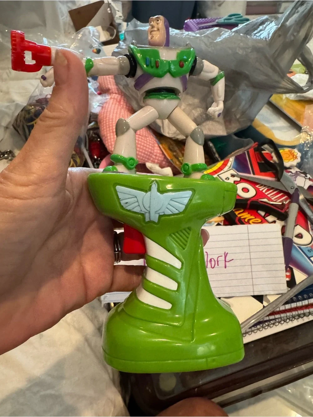 Buzz Lightyear Desk Figure - Green and White Home Office Accessory
